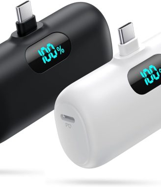 [2-Pack] Mini Portable Charger 5000mAh Power Bank,3A PD USB C Cell Phone Portable Power, LCD Display Battery Pack Compatible with iPhone 16/15/15 plus/15 pro/15 pro Max/Android/Samsung/Moto/LG etc