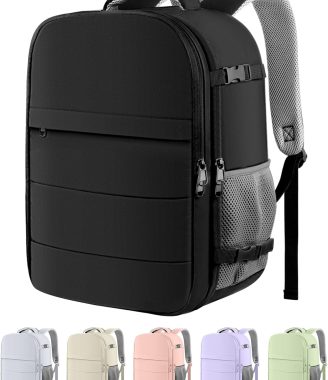 HOTOR Travel Backpack - Flight Approved Travel Bag for Men and Women, Carry on Luggage for 15.6" Laptop and Travel Essentials for Work, Business, Weekender, College 11.8"x7.9"x17.3" (Black)