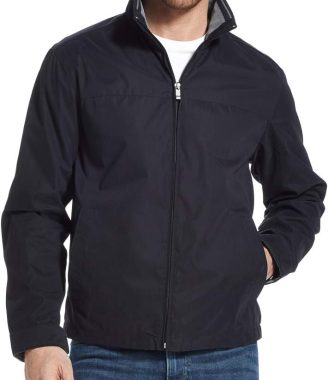 Mens Classic Lightweight Stand Collar Breathable Mesh-Lined Microfiber Windbreaker Jacket